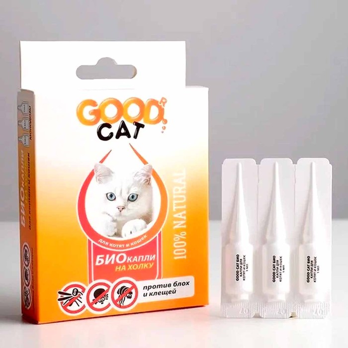 Капли Good Cat для котят и кошек от блох и клещей 1мл к/у