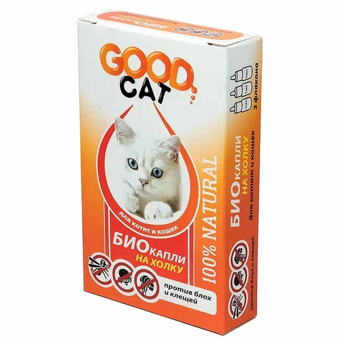 Капли Good Cat для котят и кошек от блох и клещей 1мл к/у