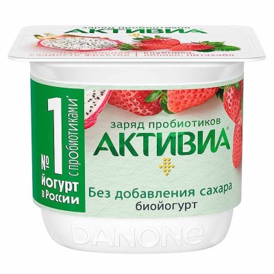 Йогурт Активия клубника-яблоко-питахайя 2,9% 130гр пэт