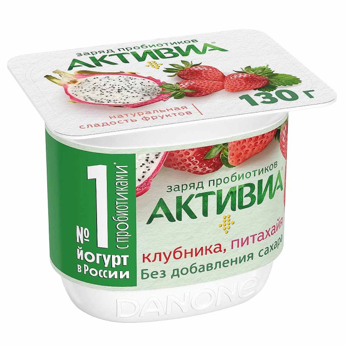 Йогурт Активия клубника-яблоко-питахайя 2,9% 130гр пэт