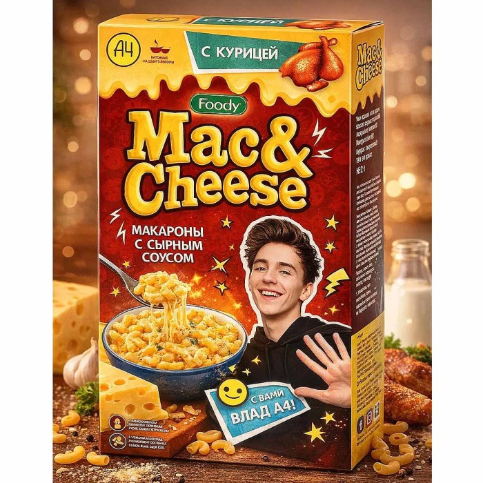 Макароны Foody MacCheese с курицей 143гр к/у