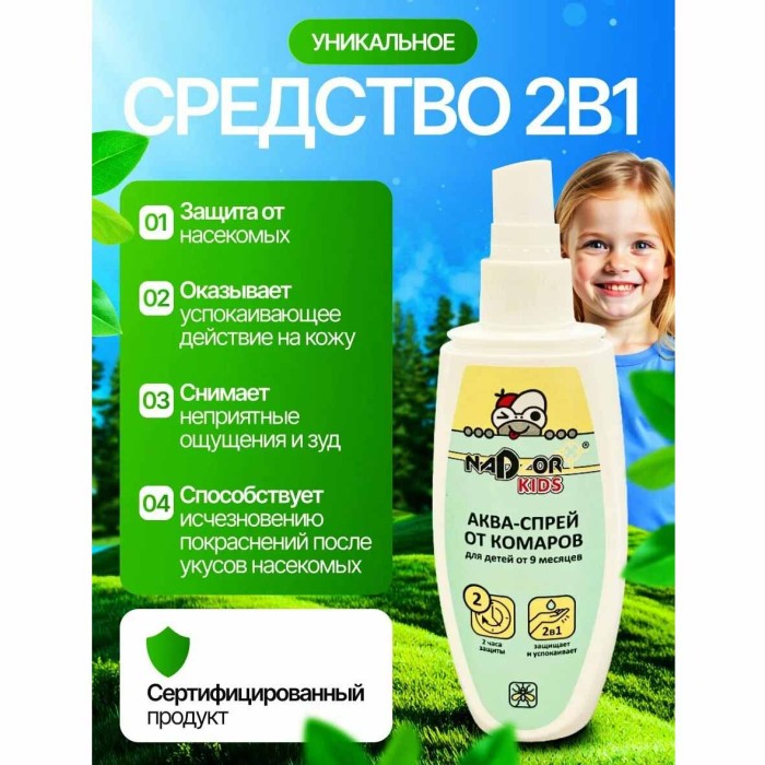 Аква-спрей Nadzor от комаров детский 100мл артDETALM1