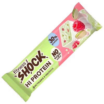 Батончик протеиновый Fitnesshock Фисташка-малина без сахара 30% 50гр м/у