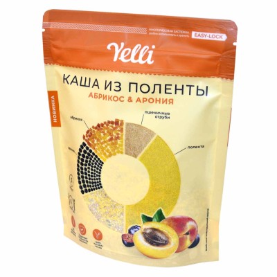 Каша из поленты Yelli абрикос и арония 200гр д/п
