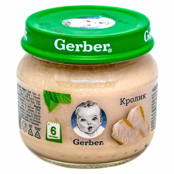 Пюре Gerber кролик с 6мес 80гр ст/б