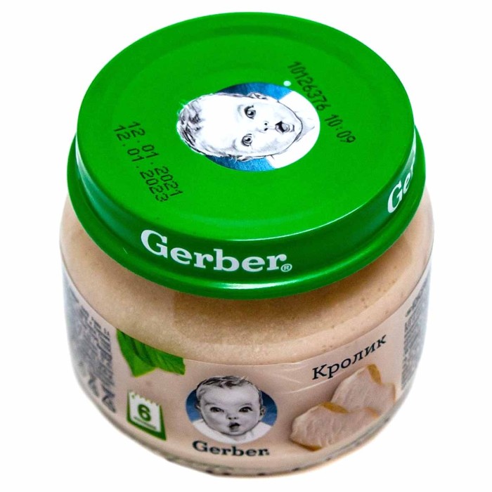 Пюре Gerber кролик с 6мес 80гр ст/б