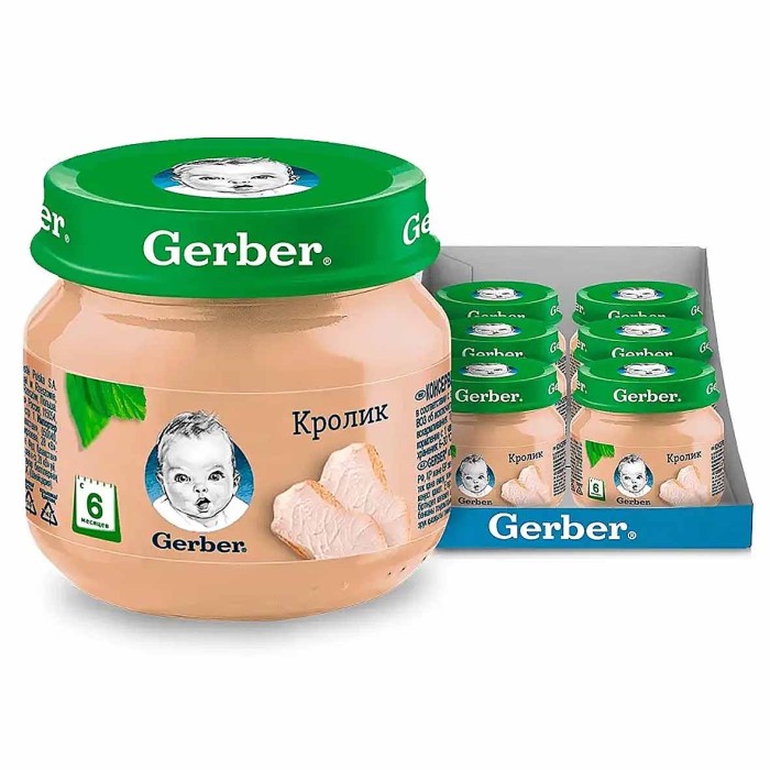 Пюре Gerber кролик с 6мес 80гр ст/б