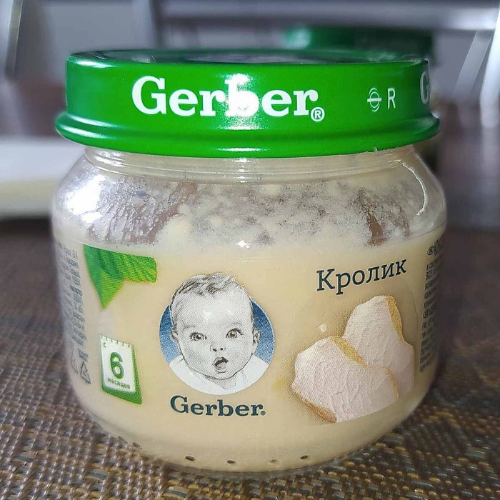 Пюре Gerber кролик с 6мес 80гр ст/б