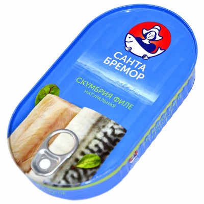 Скумбрия Санта Бремор натуральная атлантическая филе с доб масла 175гр ж/б