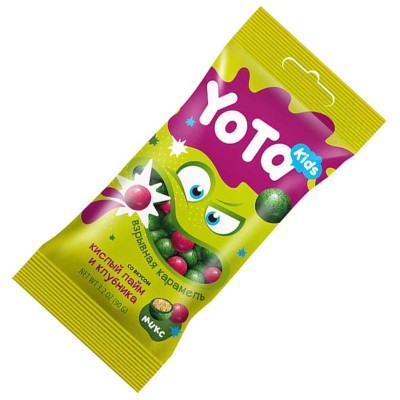 Драже Yota хрустящий шарик с взреной карамелью лайм,клубника 50гр м/у