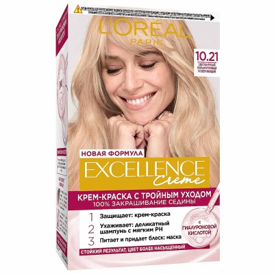 Краска для волос Loreal Exellence 10.21 Светло-русый пепел освет к/у