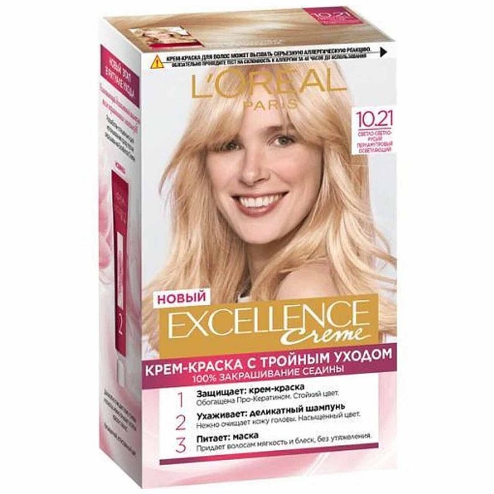 Краска для волос Loreal Exellence 10.21 Светло-русый пепел освет к/у
