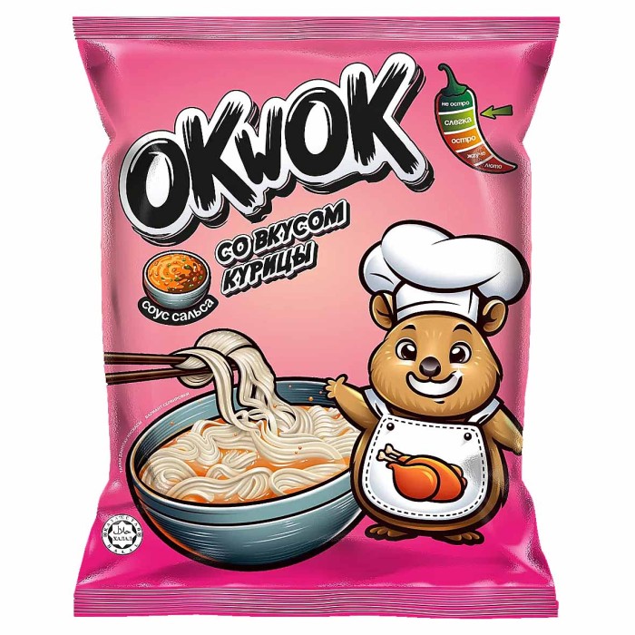 Лапша OkWok со вкусом курицы с соусом сальса 100гр м/у