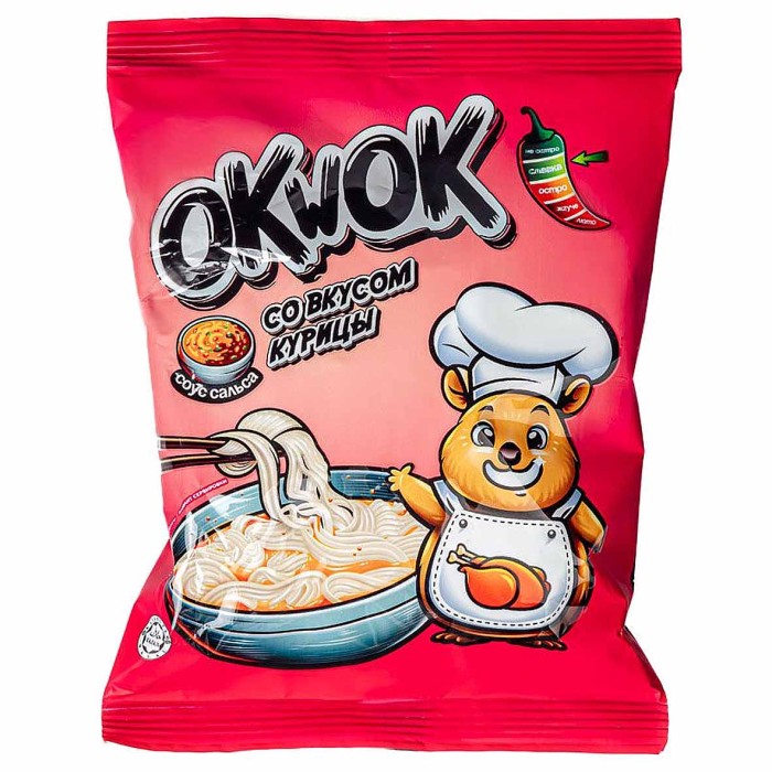 Лапша OkWok со вкусом курицы с соусом сальса 100гр м/у