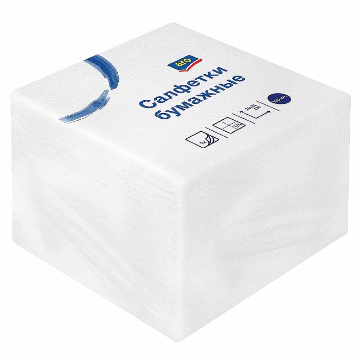 Салфетки бумажные Aro белые 24*24см 100шт м/у