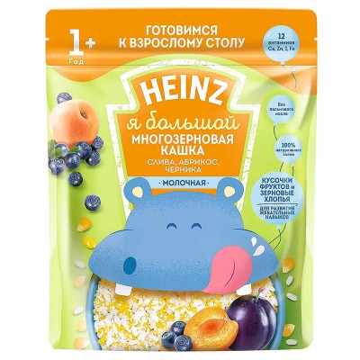 Каша Heinz Многозерновая молочная слива-абрикос-черника 200гр д/п