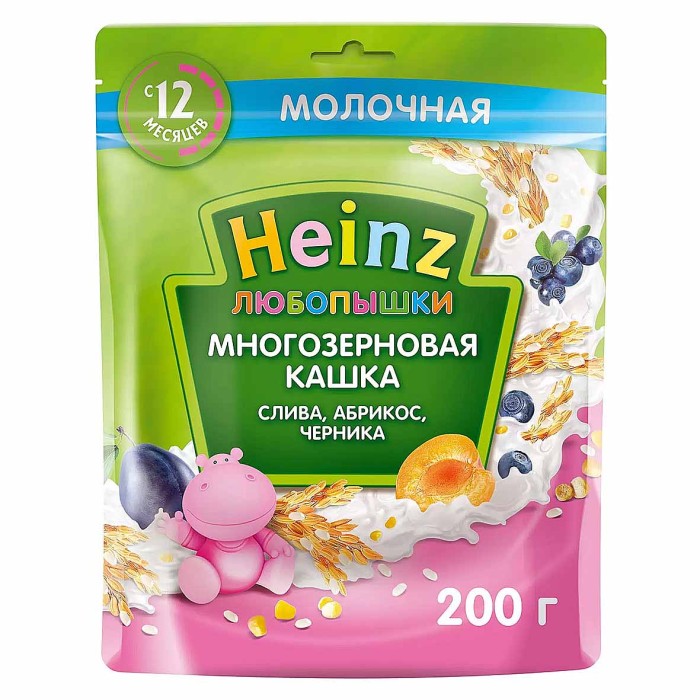Каша Heinz Многозерновая молочная слива-абрикос-черника 200гр д/п