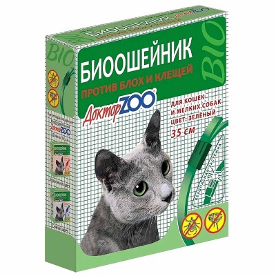 Биоошейник Доктор ZOO для кошек и собак зеленый 35см