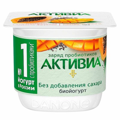 Йогурт Активия виногра-манго-папай-чиа 2,9% 130гр пэт
