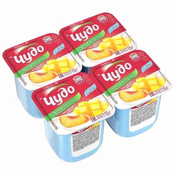 Йогурт Чудо персик-манго 2,5% 115гр пэт