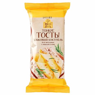 Тосты Тонкий Стиль Злаковый коктейль с морской солью безглютеновые 33гр м/у
