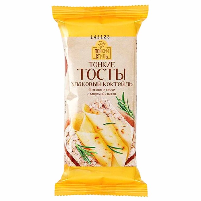 Тосты Тонкий Стиль Злаковый коктейль с морской солью безглютеновые 33гр м/у