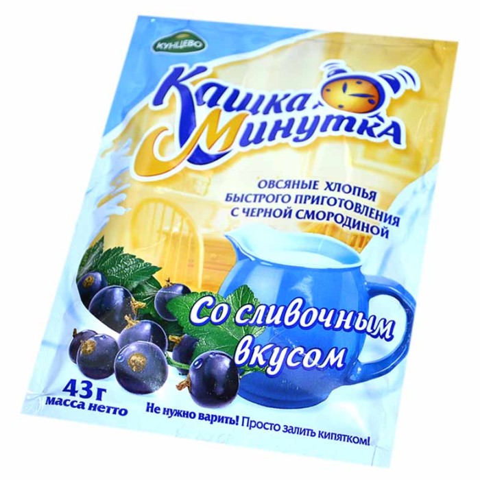 Каша овсяная Кунцево Кашка-Минутка с черной смородиной и сливками 43гр м/у