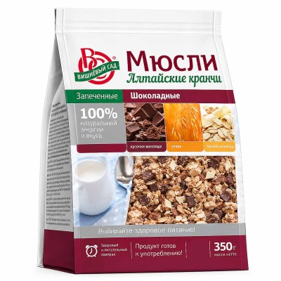 Мюсли Вишневый сад Алтайские кранчи запеченые шоколадные 350гр м/у