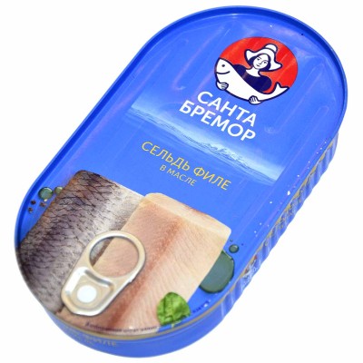 Сельдь Санта Бремор атлантическая филе в масле 175гр ж/б