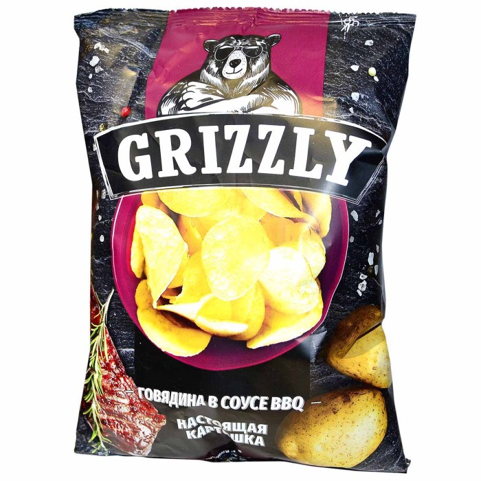 Чипсы Grizzly со вкусом говядина в соусе BBQ 60гр м/у
