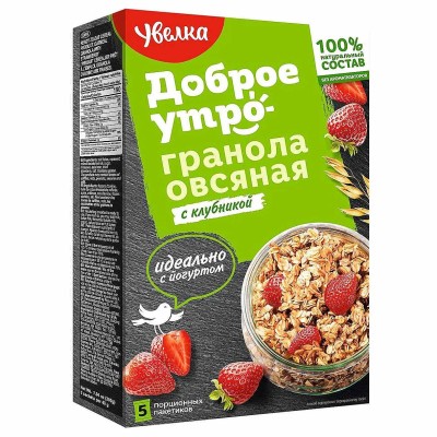 Гранола овсяная Увелка с клубникой 5*40гр к/у