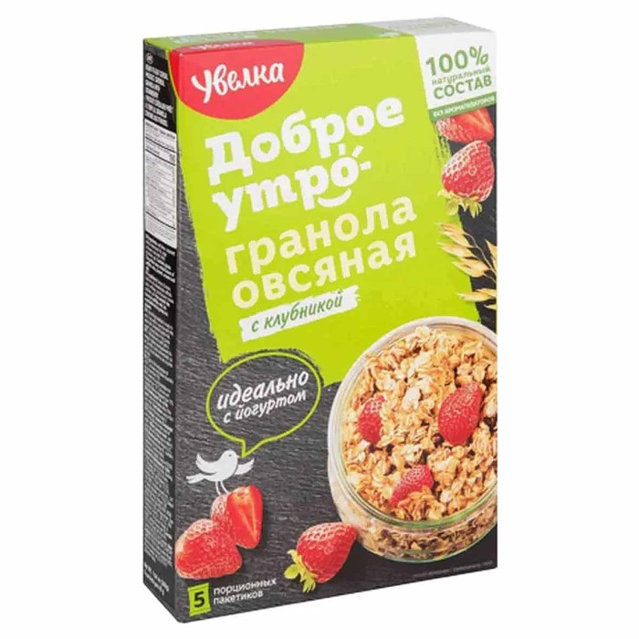 Гранола овсяная Увелка с клубникой 5*40гр к/у