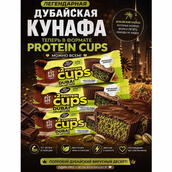 Десерт протеиновый FitKit Dubai Капсы Фисташковая кунафа 70гр м/у