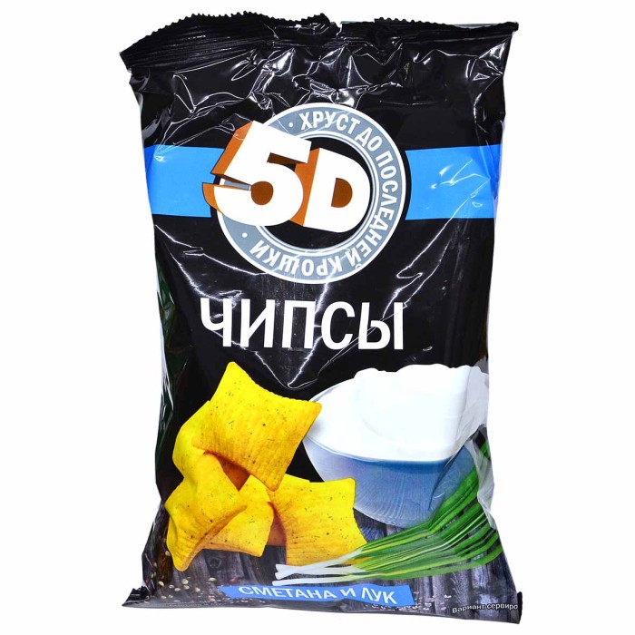 Чипсы 5D вкус сметана и лук 90гр м/у
