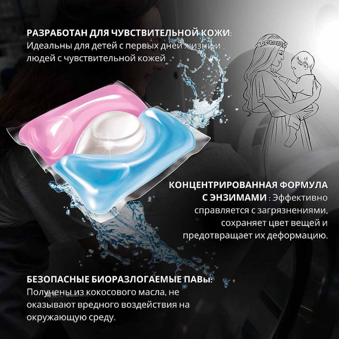 Капсулы для стирки Eclips Sensitive для детский вещей 15шт пэт