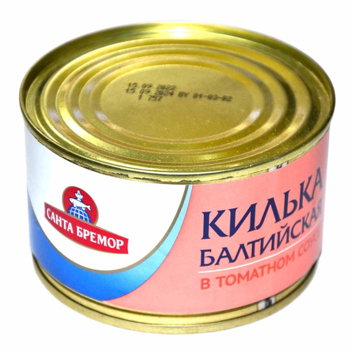 Килька Санта Бремор неразделанная в т/с 240гр ж/б