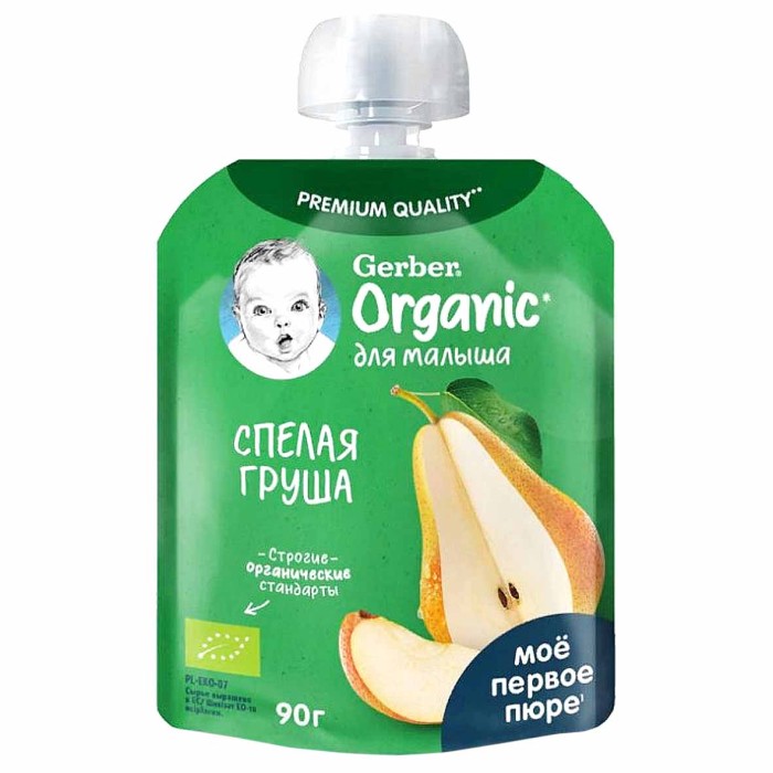Пюре Gerber Organic груша с 4мес 90гр пауч