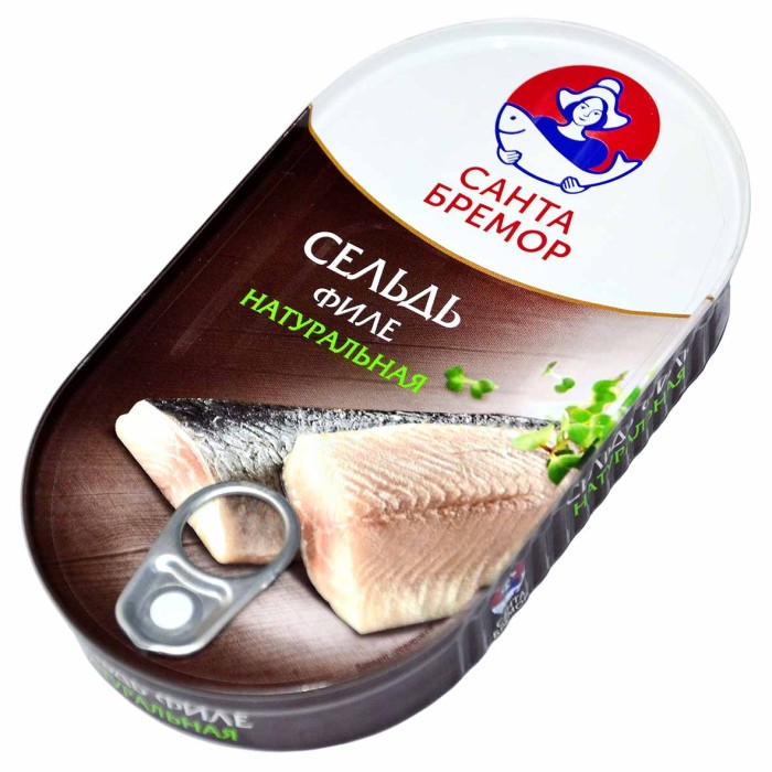 Сельдь Санта Бремор натуральная атлантическая филе с доб масла 175гр ж/б