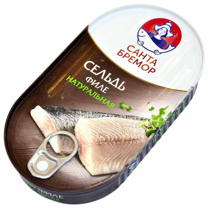 Сельдь Санта Бремор натуральная атлантическая филе с доб масла 175гр ж/б