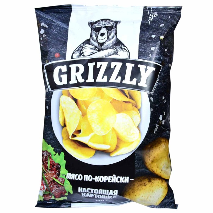 Чипсы Grizzly со вкусом мясо по-корейски 110гр м/у