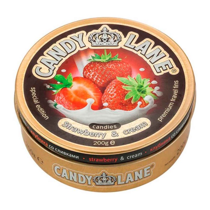 Леденцы Candy Lane клубника со сливками 200гр ж/б