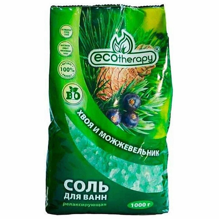 Соль для ванн Экотерапия Релаксирующая хвоя и ягоды можжевельника 1кг м/у