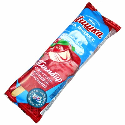 Мороженое Мишка на полюсе эскимо Пломбир брусника-клюква 75гр м/у