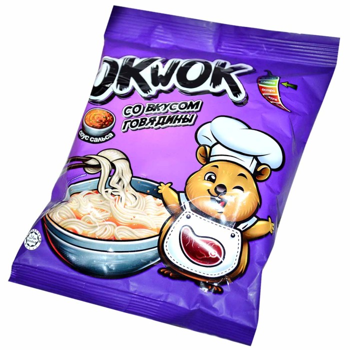 Лапша OkWok со вкусом говядины с соусом сальса 100гр м/у