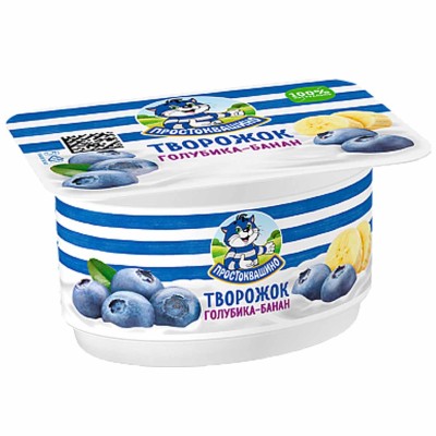 Творожок Простоквашино Голубика-Банан 3,6% 110гр пэт