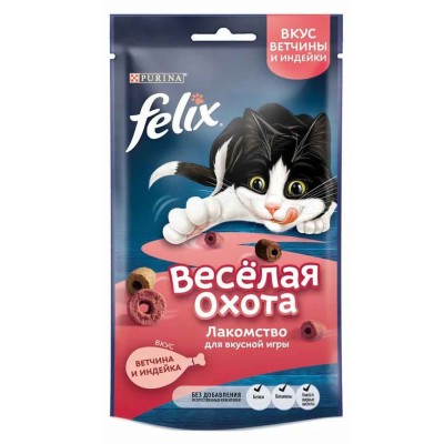 Лакомство для кошек Felix ветчина и индейка 50гр м/у
