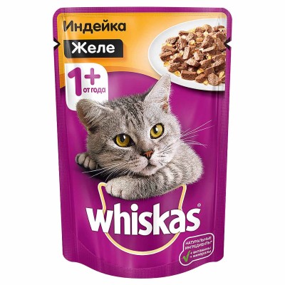 Корм для кошек Whiskas желе индейка 85гр м/у
