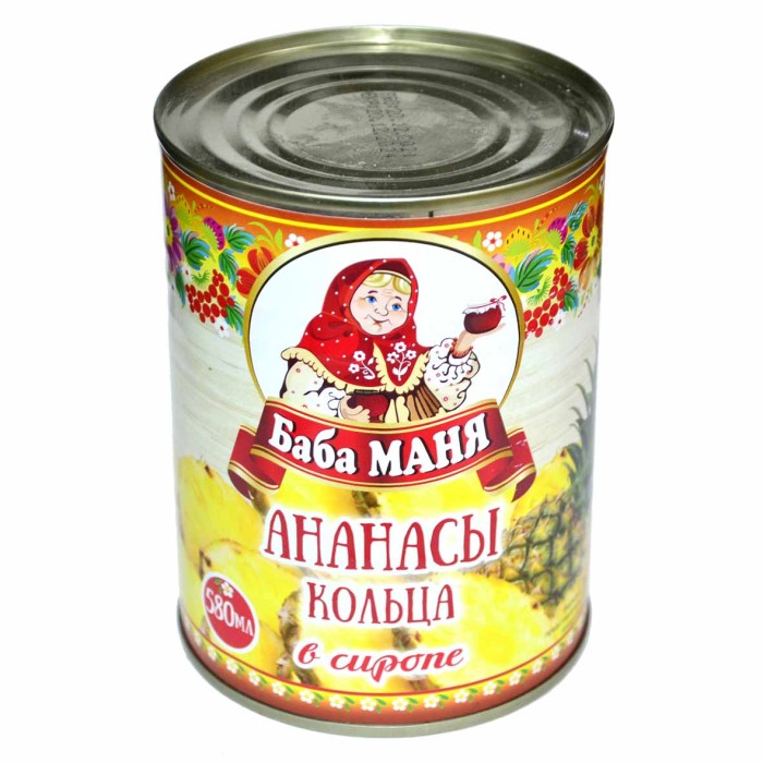 Ананасы Баба Маня кольца в сиропе 580мл ж/б