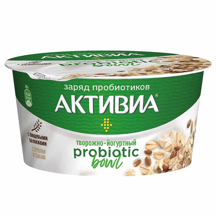 Йогурт творожный Активия отруби-злаки 3,5% 135гр пэт