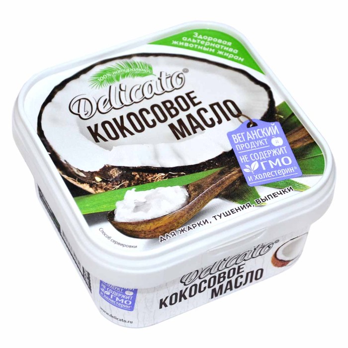Масло кокосовое Delicato раф дезодор 450гр пэт
